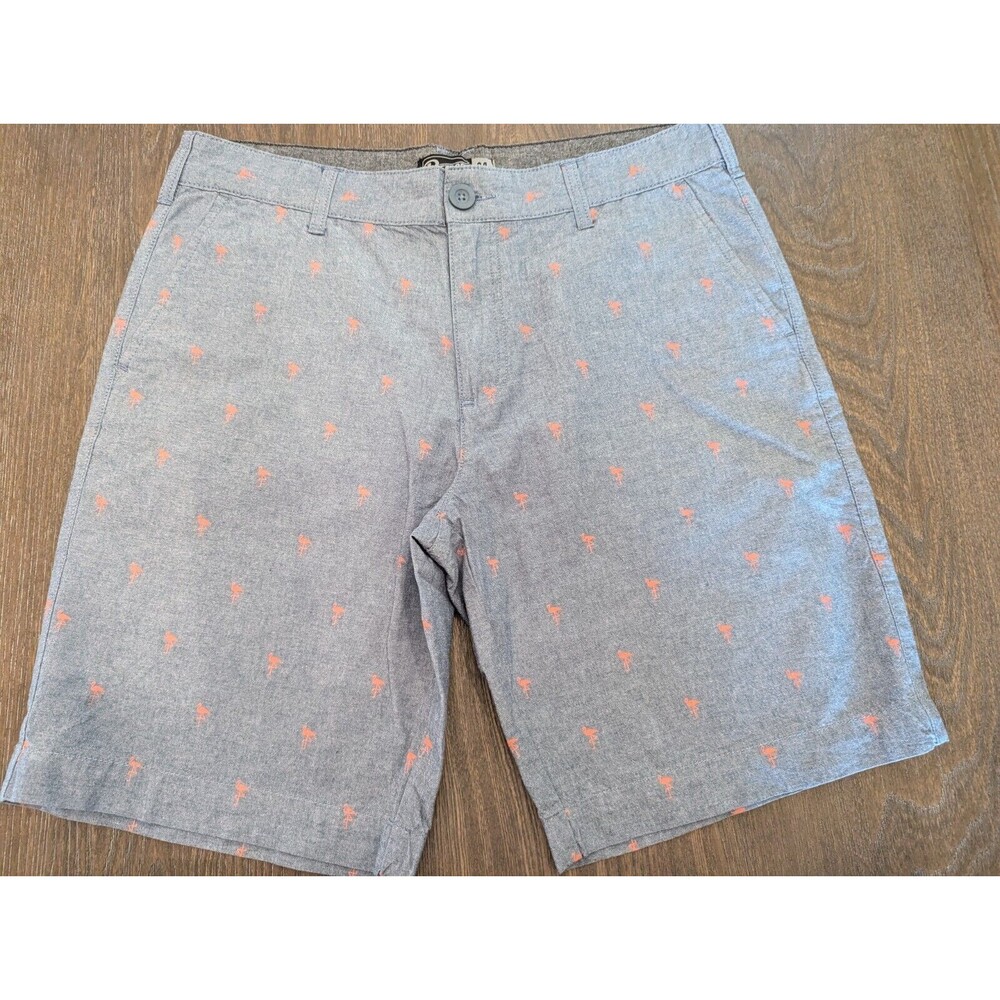 RETROFIT Brand MFG Chino Shorts Mens 34 Steel Blue Pink Flamingos Golf Miami